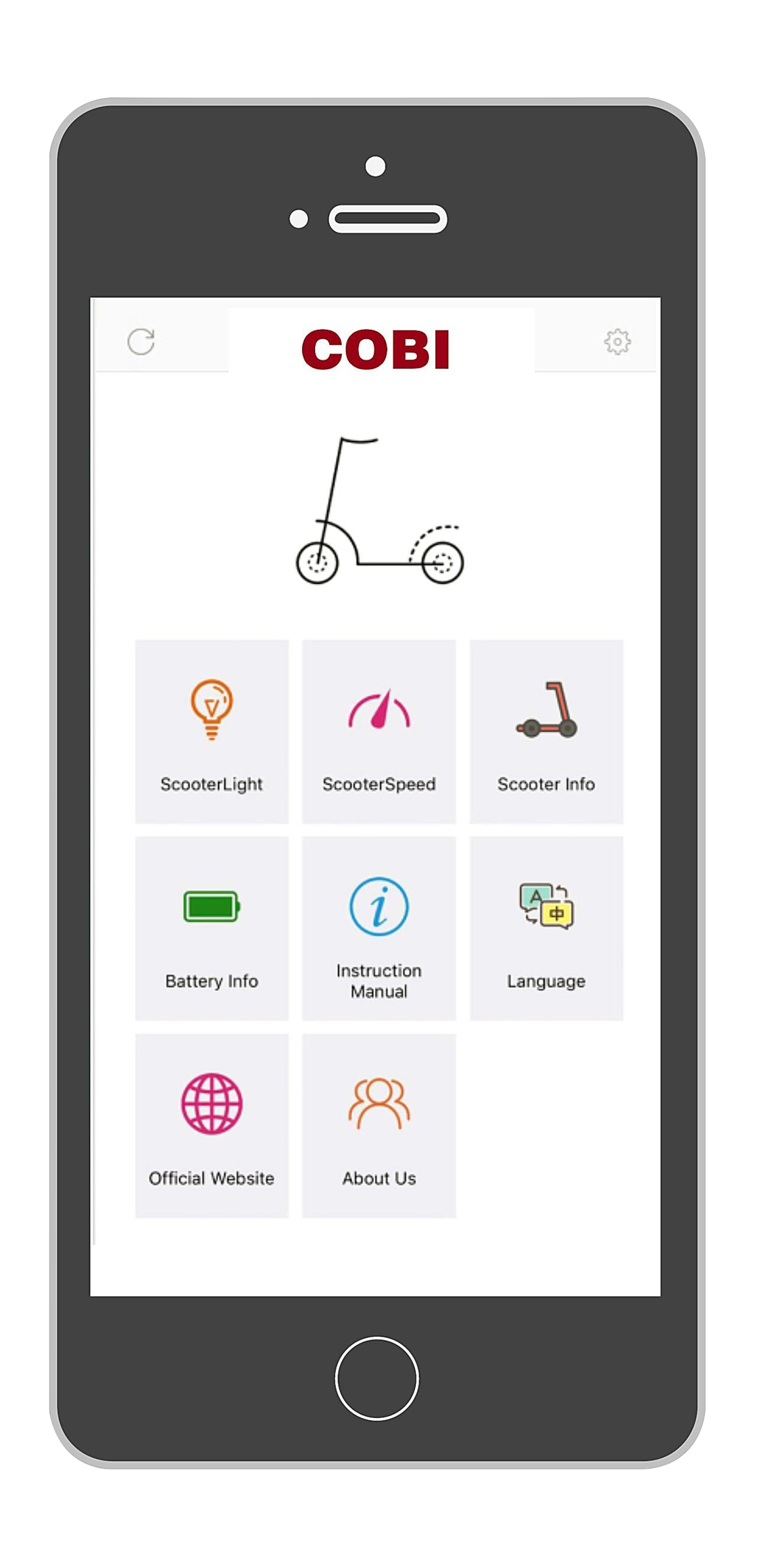 Monopattino elettrico MC50 screenshot applicazione mobile
